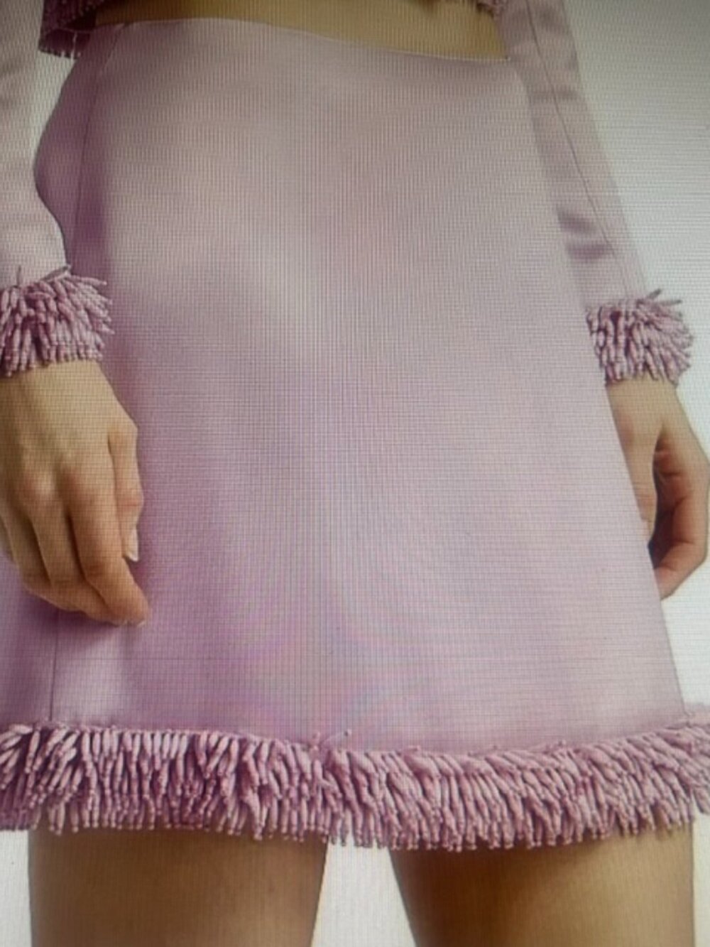 Cinq à Sept Doris Wisteria Lilac Beaded Hem Cuffs Satin Lined Miniskirt NWT